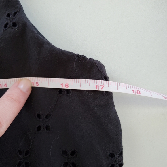 LOFT sleeveless sundress black tiered embroidered eyelet prairie peasant small - Picture 5 of 7